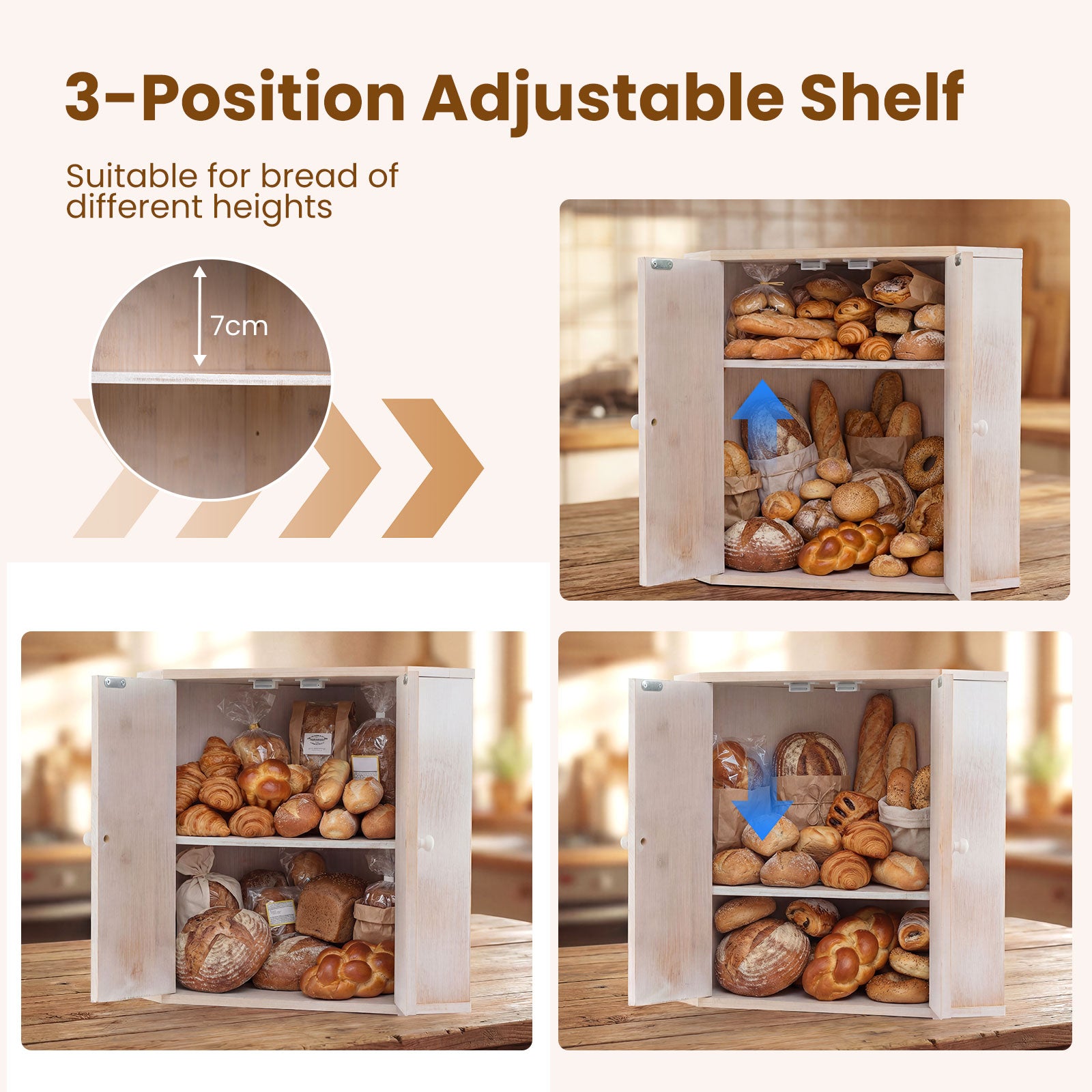 Corner Bread Box for Kitchen Counter Bamboo Double Layer Breadbox Organizer, White Sideboards Cabinets & Buffets at Gallery Canada