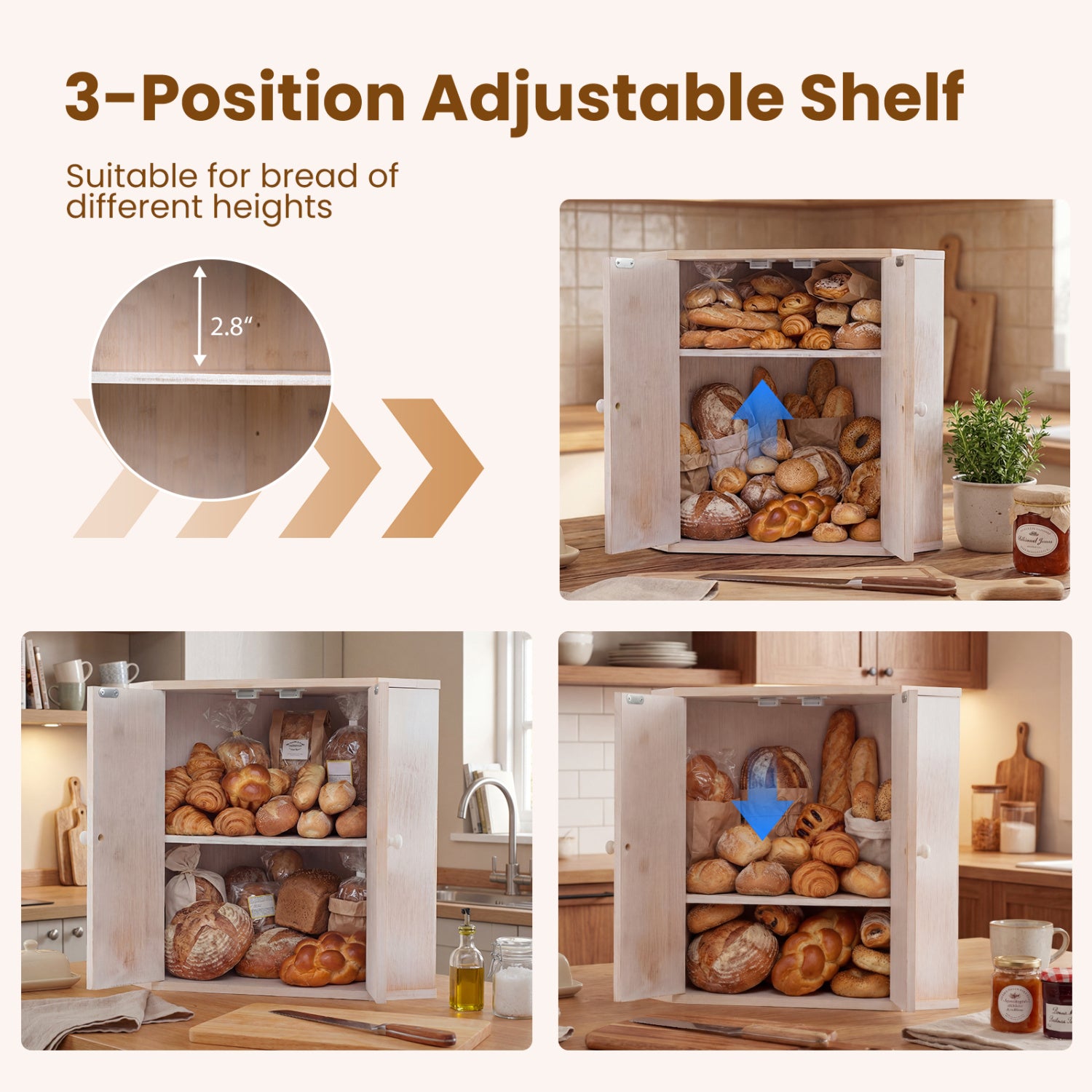 Corner Bread Box for Kitchen Counter Bamboo Double Layer Breadbox Organizer, White Sideboards Cabinets & Buffets at Gallery Canada