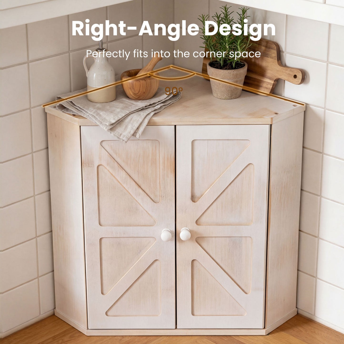 Corner Bread Box for Kitchen Counter Bamboo Double Layer Breadbox Organizer, White Sideboards Cabinets & Buffets at Gallery Canada
