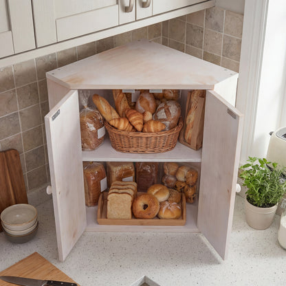 Corner Bread Box for Kitchen Counter Bamboo Double Layer Breadbox Organizer, White Sideboards Cabinets & Buffets at Gallery Canada