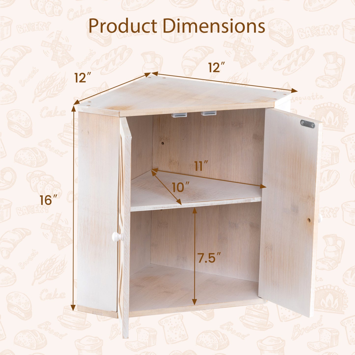 Corner Bread Box for Kitchen Counter Bamboo Double Layer Breadbox Organizer, White Sideboards Cabinets & Buffets at Gallery Canada