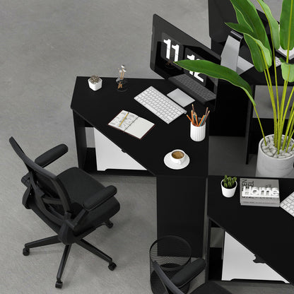 Corner Computer Desk, Triangle Writing Workstation, Storage Shelf, Black Corner Desks at Gallery Canada