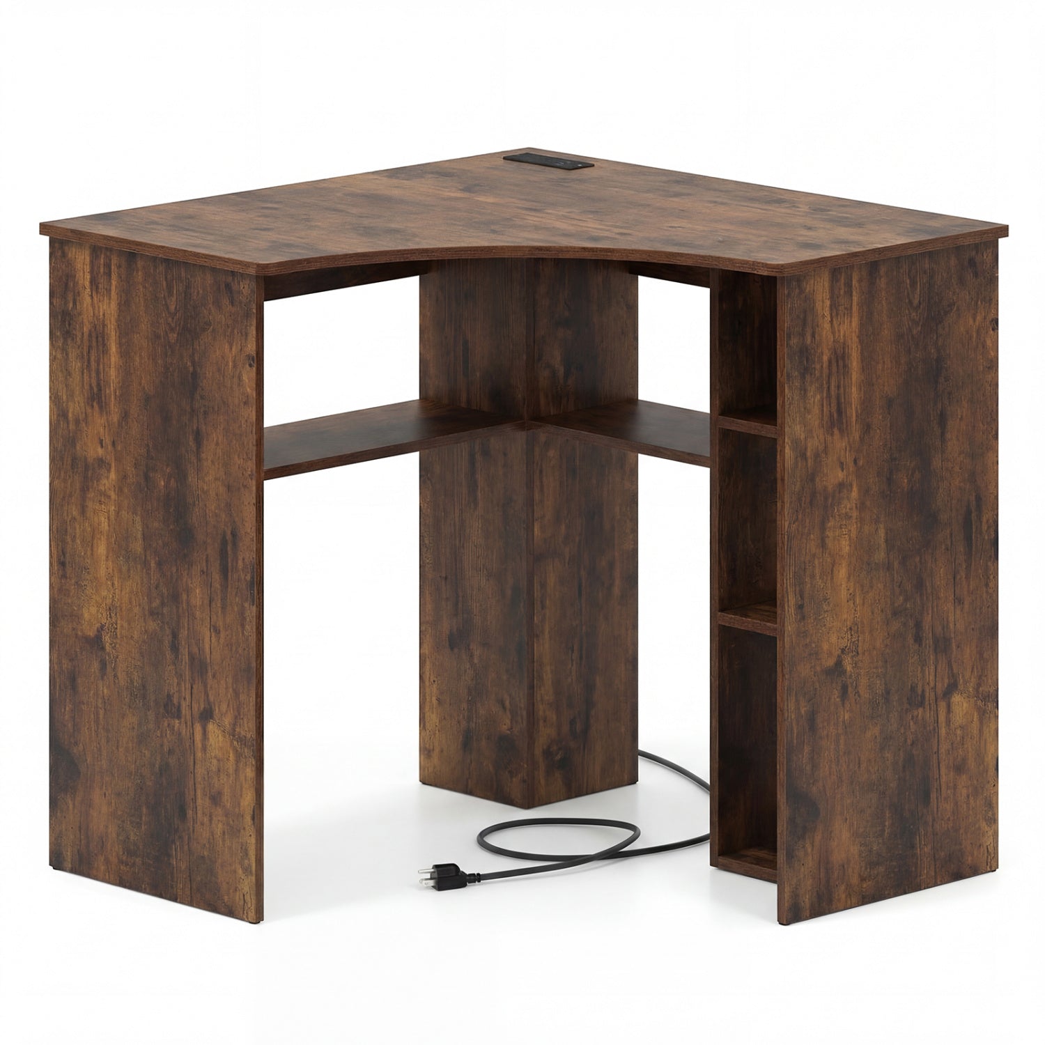 Corner Computer Desk with Adjustable Shelf, Brown Corner Desks at Gallery Canada
