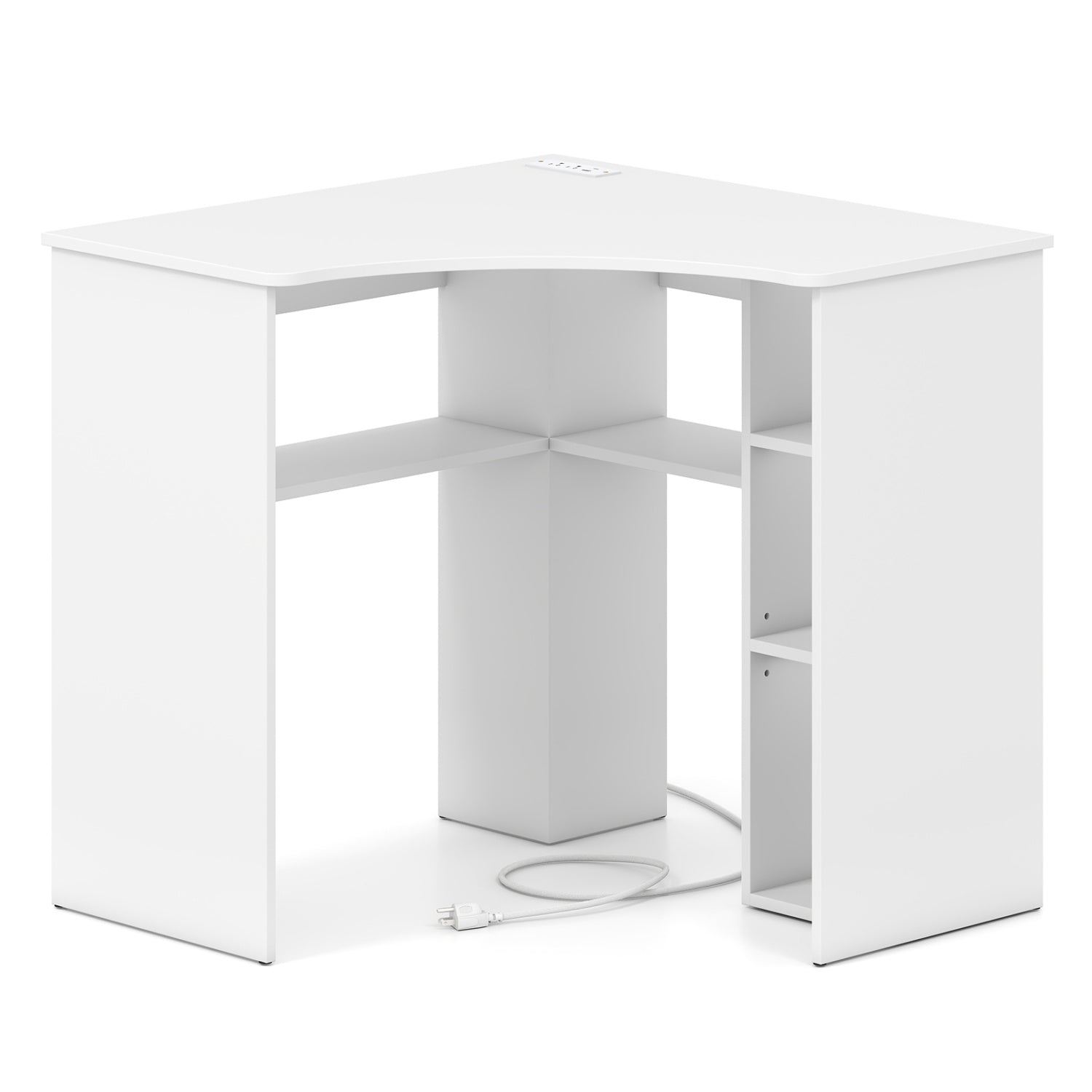 Corner Computer Desk, Triangle Office Desk, Adjustable Shelf, White Computer Desks White at Gallery Canada