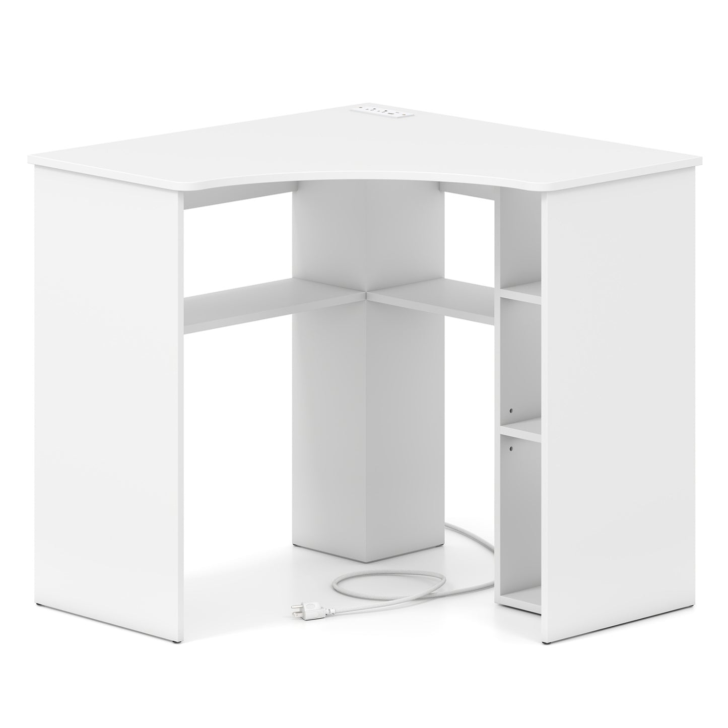 Corner Computer Desk, Triangle Office Desk, Adjustable Shelf, White Computer Desks at Gallery Canada