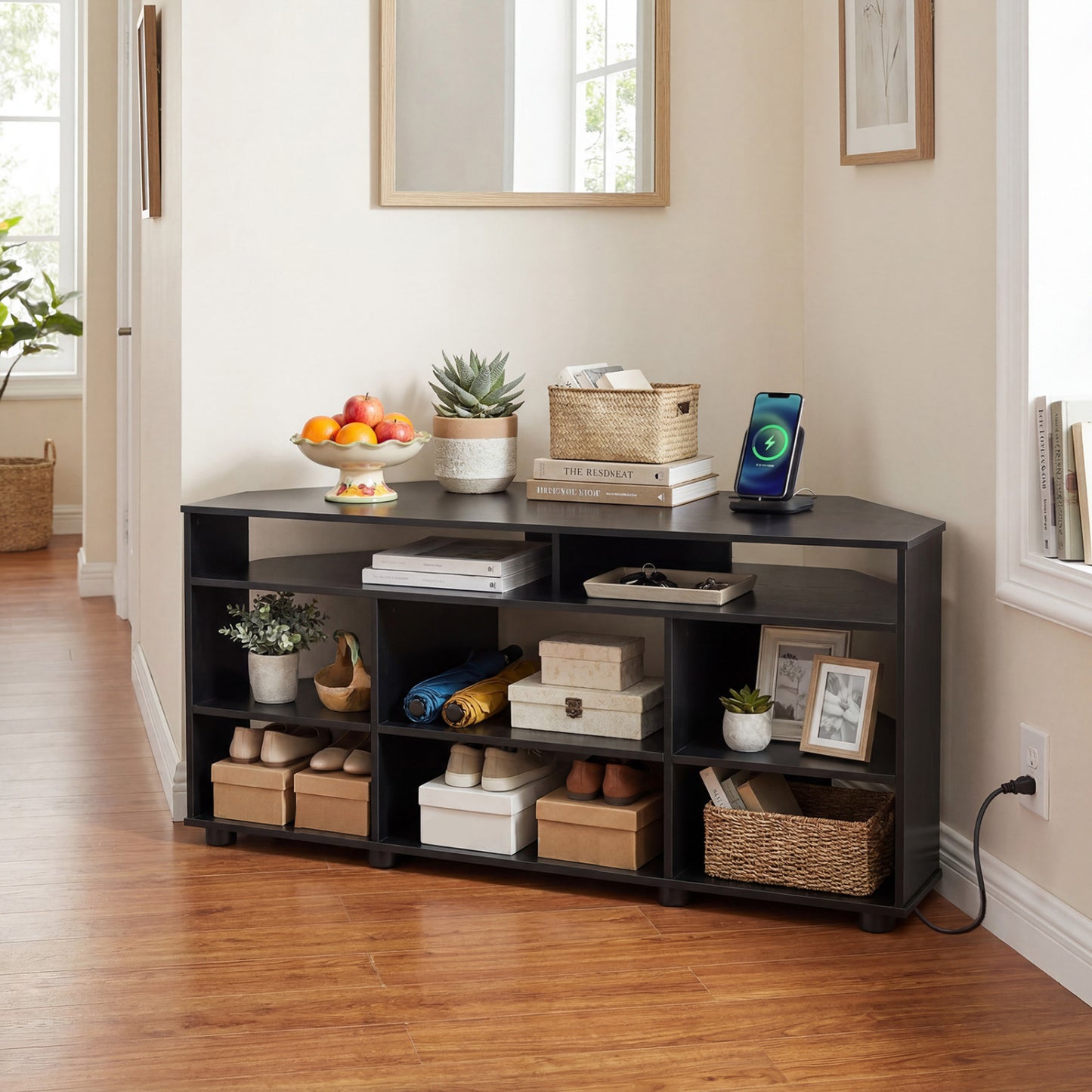Corner Entertainment Center TV Stand for TVs up to 55 Inch, Black Entertainment Centers & TV Stands at Gallery Canada