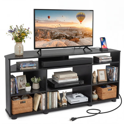 Corner Entertainment Center TV Stand for TVs up to 55 Inch, Black Entertainment Centers & TV Stands at Gallery Canada