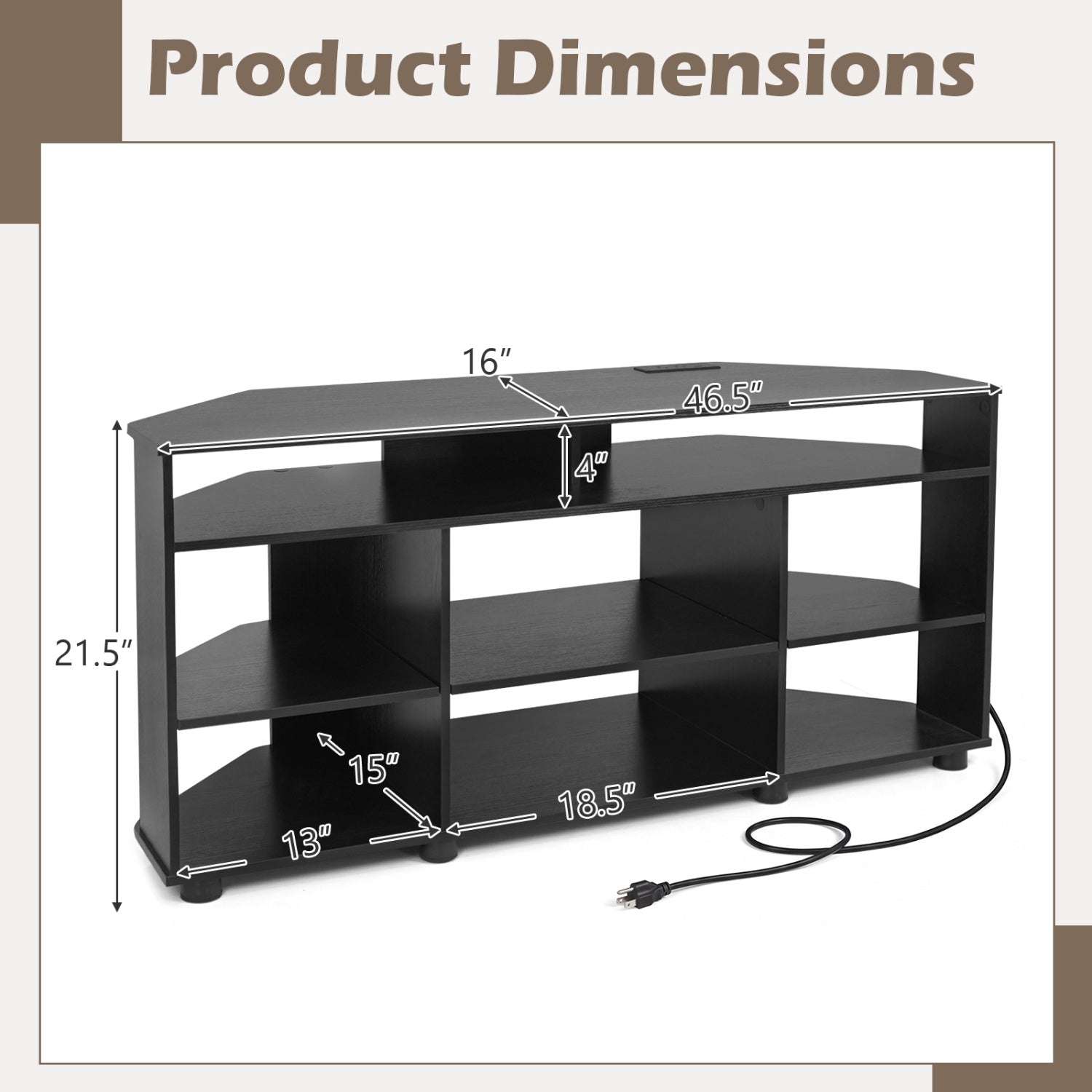 Corner Entertainment Center TV Stand for TVs up to 55 Inch, Black Entertainment Centers & TV Stands at Gallery Canada