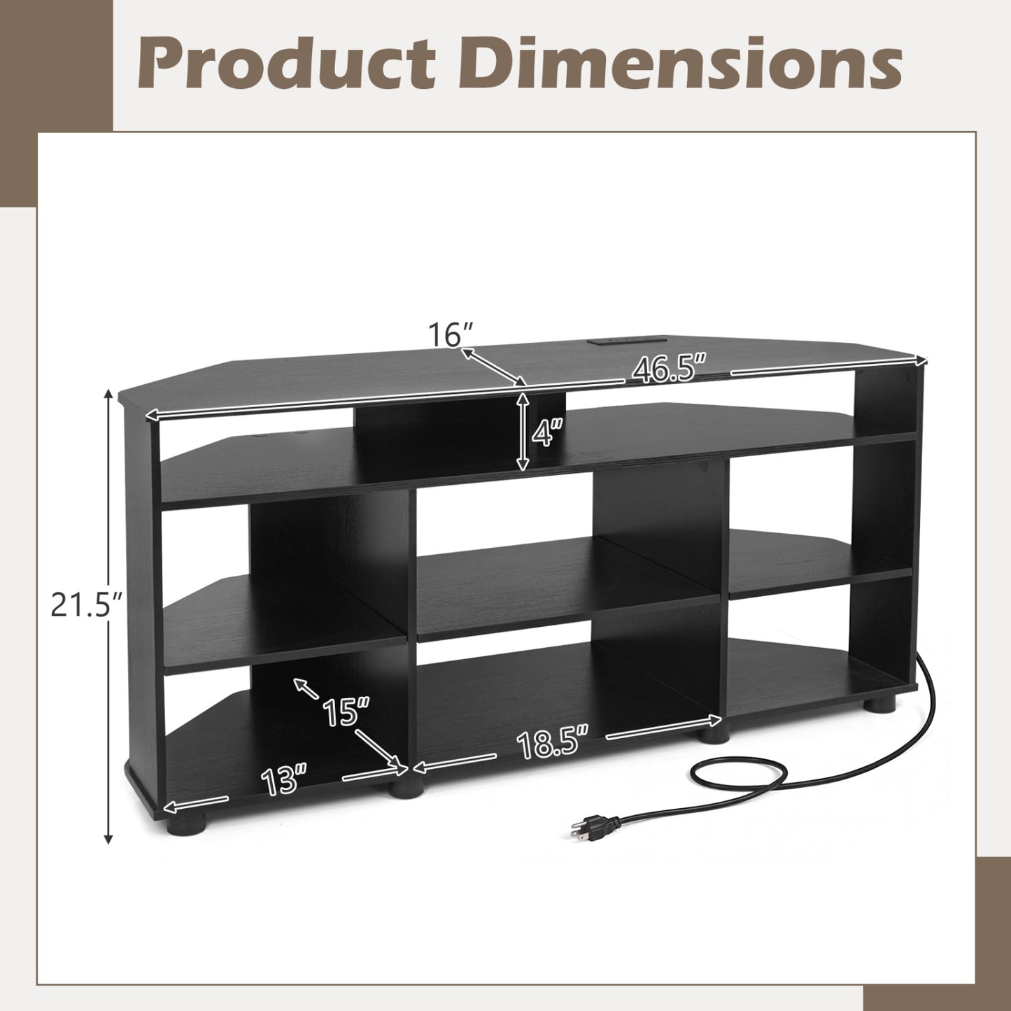 Corner Entertainment Center TV Stand for TVs up to 55 Inch, Black Entertainment Centers & TV Stands at Gallery Canada