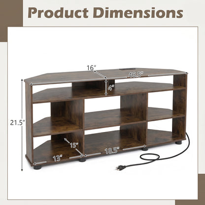 Corner Entertainment Center TV Stand for TVs up to 55 Inch, Rustic Brown Entertainment Centers & TV Stands at Gallery Canada