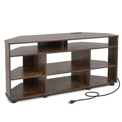 Corner Entertainment Center TV Stand for TVs up to 55 Inch, Rustic Brown Entertainment Centers & TV Stands at Gallery Canada