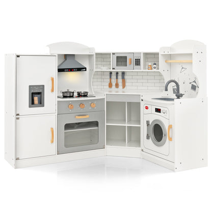 Corner Kids Play Kitchen, With Washing Machine And Ice Maker, White Play Kitchen Sets at Gallery Canada