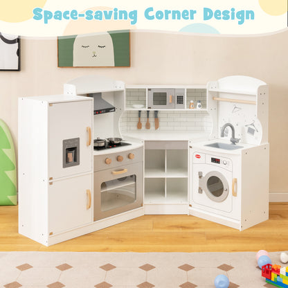 Corner Kids Play Kitchen, With Washing Machine And Ice Maker, White Play Kitchen Sets at Gallery Canada