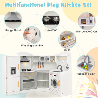 Corner Kids Play Kitchen, With Washing Machine And Ice Maker, White Play Kitchen Sets at Gallery Canada