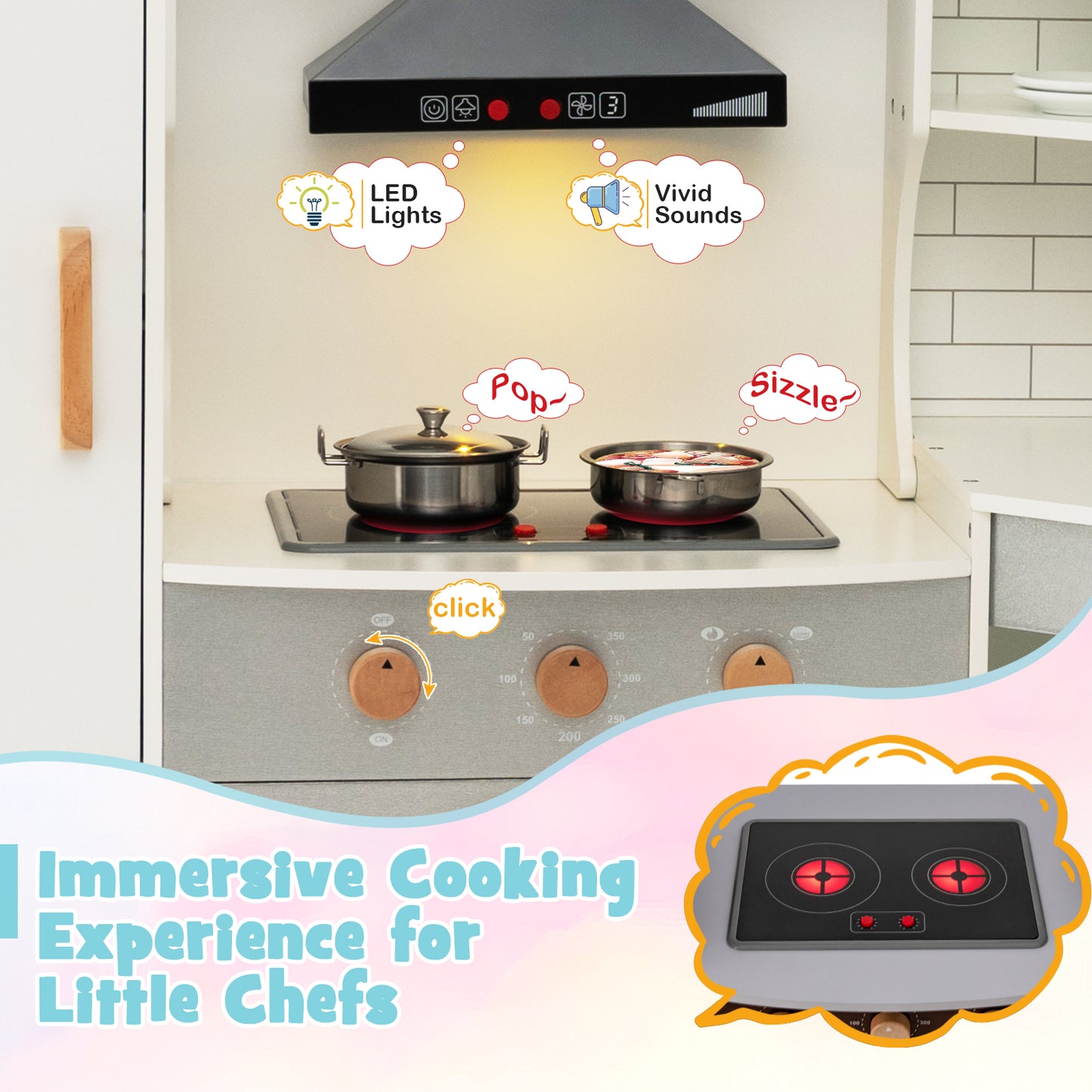 Corner Kids Play Kitchen, With Washing Machine And Ice Maker, White Play Kitchen Sets at Gallery Canada
