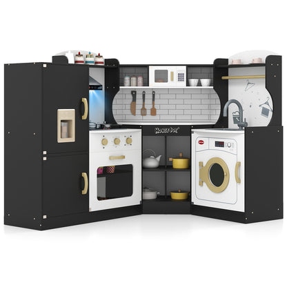 Corner Kids Play Kitchen With Washing Machine, Ice Maker, Black Play Kitchen Sets at Gallery Canada
