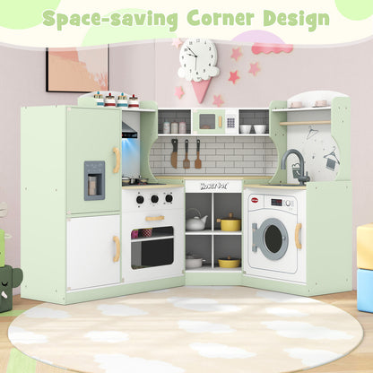 Kids Corner Play Kitchen With Washing Machine, Ice Maker, Green Play Kitchen Sets at Gallery Canada