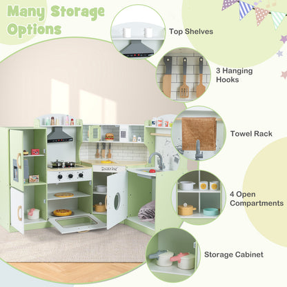 Kids Corner Play Kitchen With Washing Machine, Ice Maker, Green Play Kitchen Sets at Gallery Canada