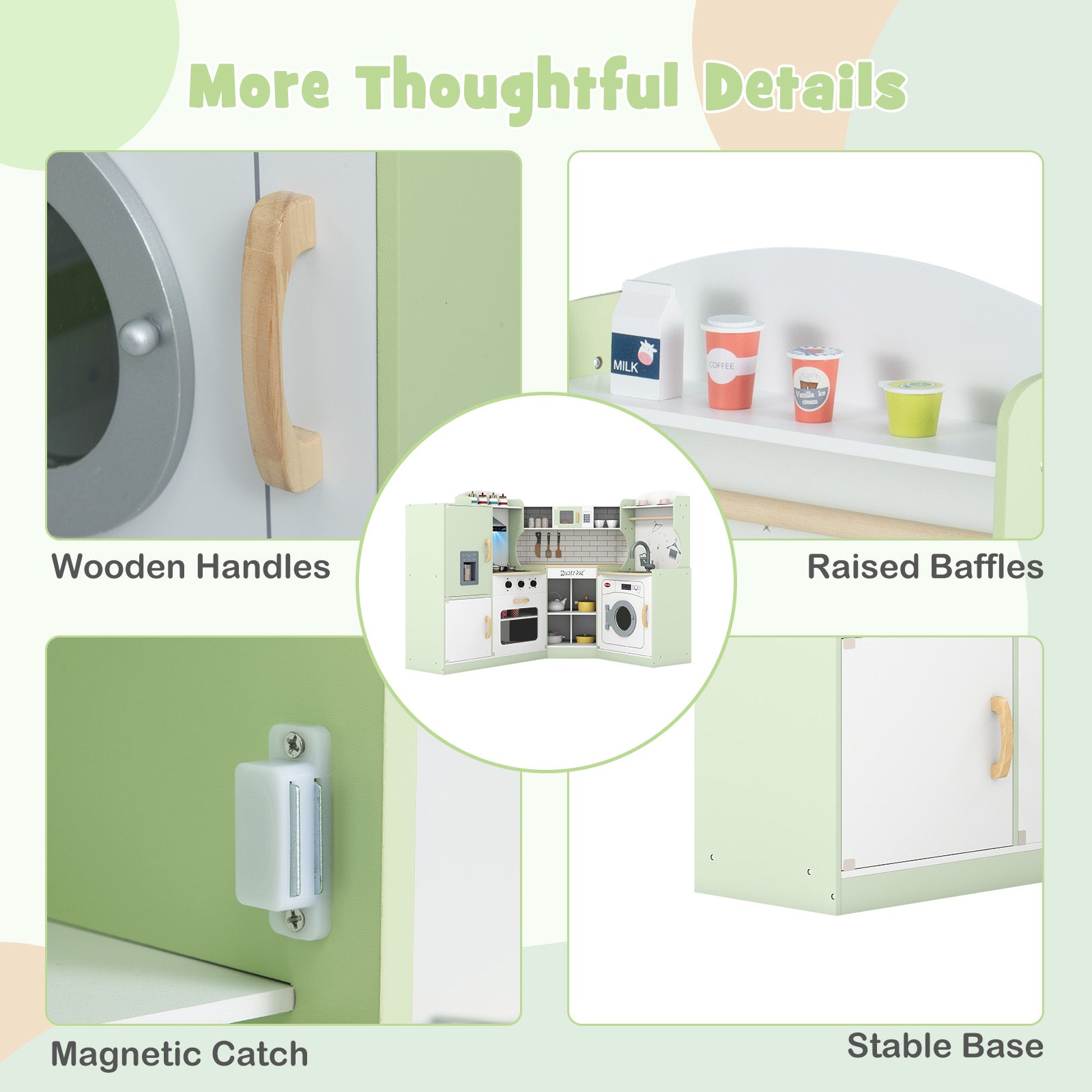 Kids Corner Play Kitchen With Washing Machine, Ice Maker, Green Play Kitchen Sets at Gallery Canada
