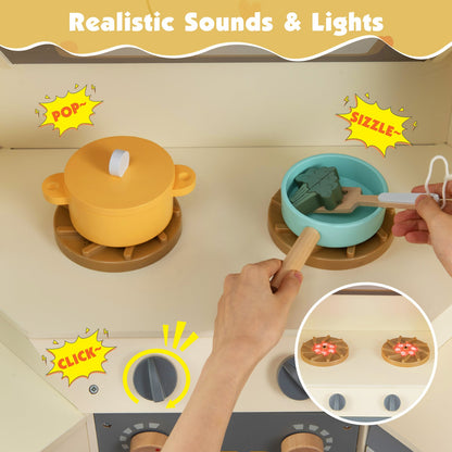 Corner Kitchen Toys With Lights, Sounds, Pull-Out Trash Can, Stoves, Off White Play Kitchen Sets at Gallery Canada