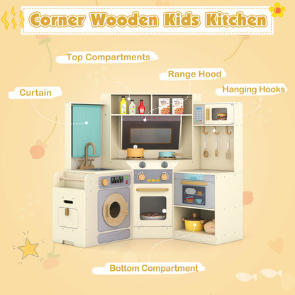 Corner Kitchen Toys With Lights, Sounds, Pull-Out Trash Can, Stoves, Off White Play Kitchen Sets at Gallery Canada