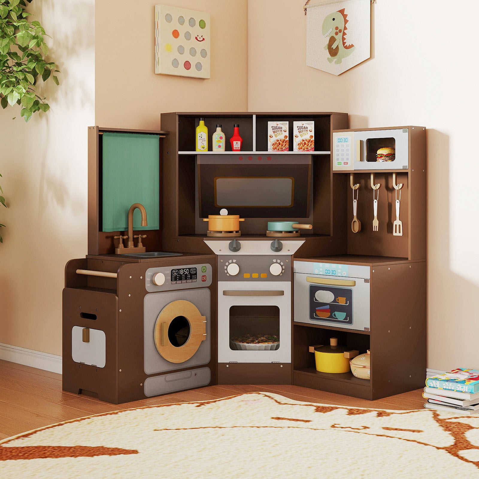 Corner Kitchen Toys With Lights, Sounds, Pull-Out Trash Can, Stoves, Coffee Play Kitchen Sets at Gallery Canada