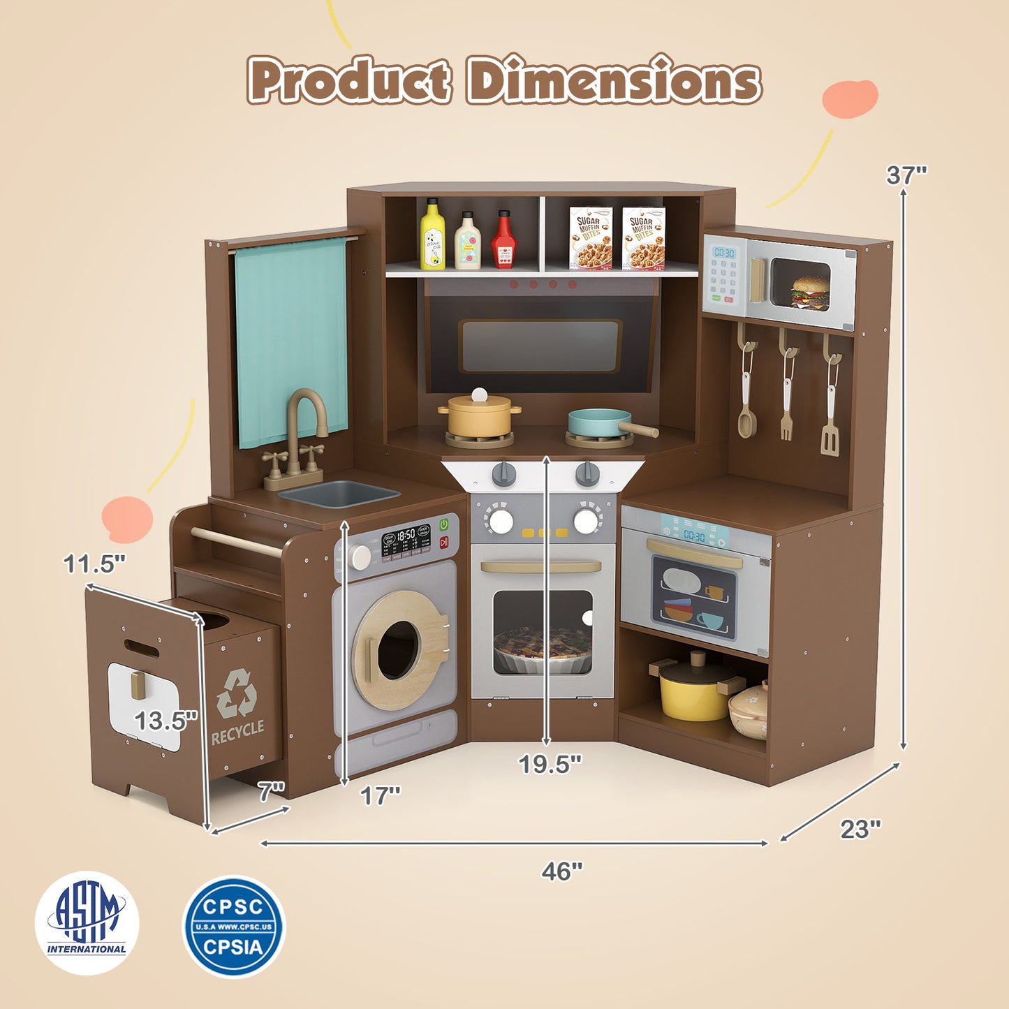 Corner Kitchen Toys With Lights, Sounds, Pull-Out Trash Can, Stoves, Coffee Play Kitchen Sets at Gallery Canada