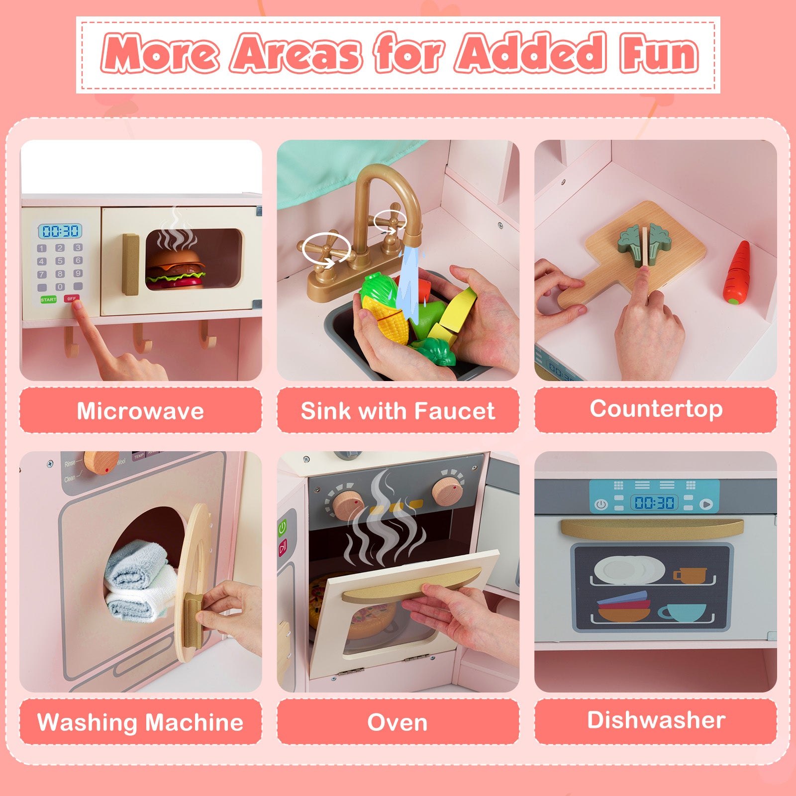 Corner Kitchen Toys With Lights, Sounds, Pull-Out Trash Can, Pink Play Kitchen Sets at Gallery Canada