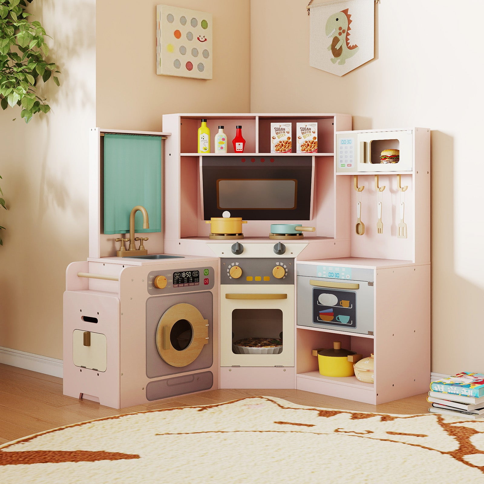 Corner Kitchen Toys With Lights, Sounds, Pull-Out Trash Can, Pink Play Kitchen Sets at Gallery Canada