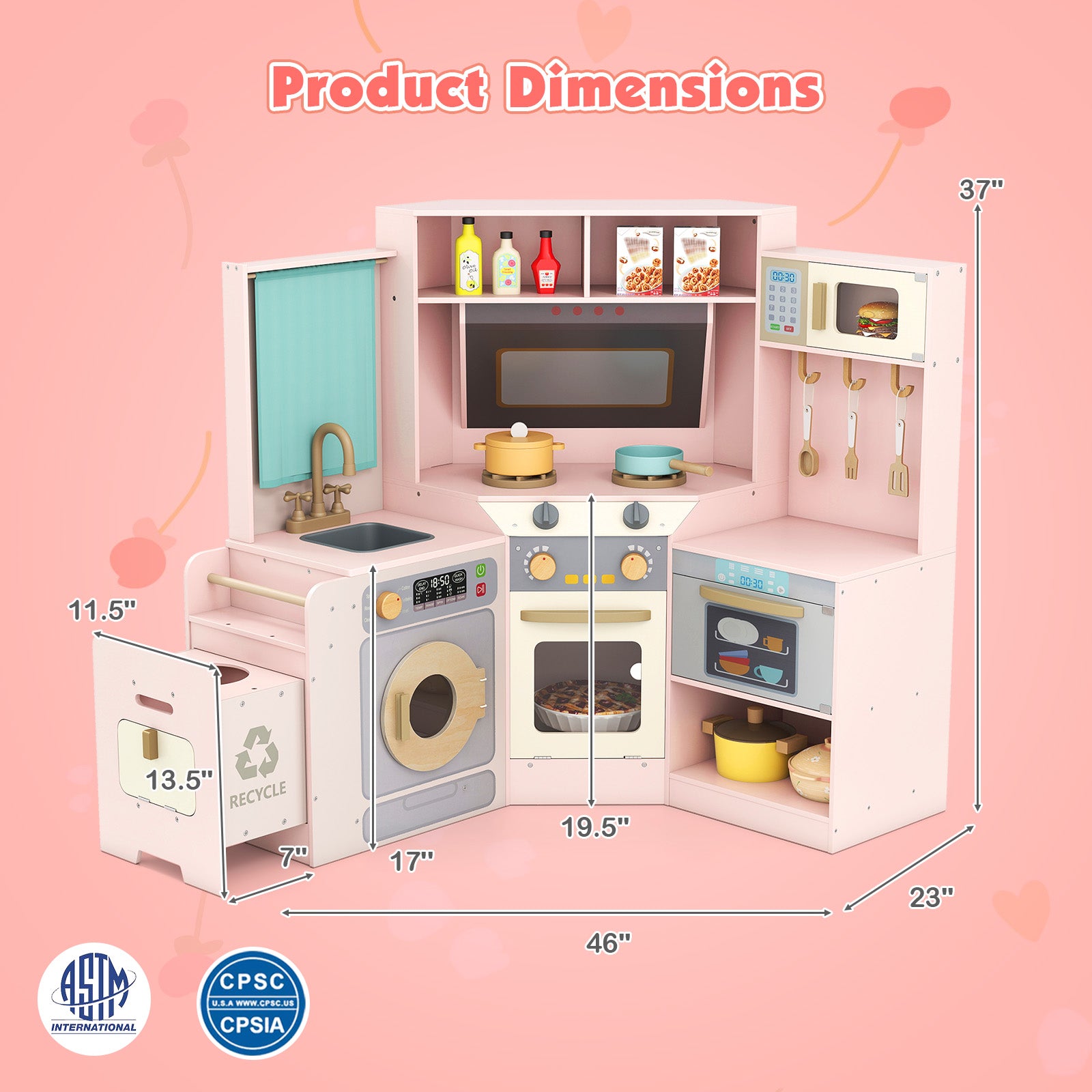 Corner Kitchen Toys With Lights, Sounds, Pull-Out Trash Can, Pink Play Kitchen Sets at Gallery Canada