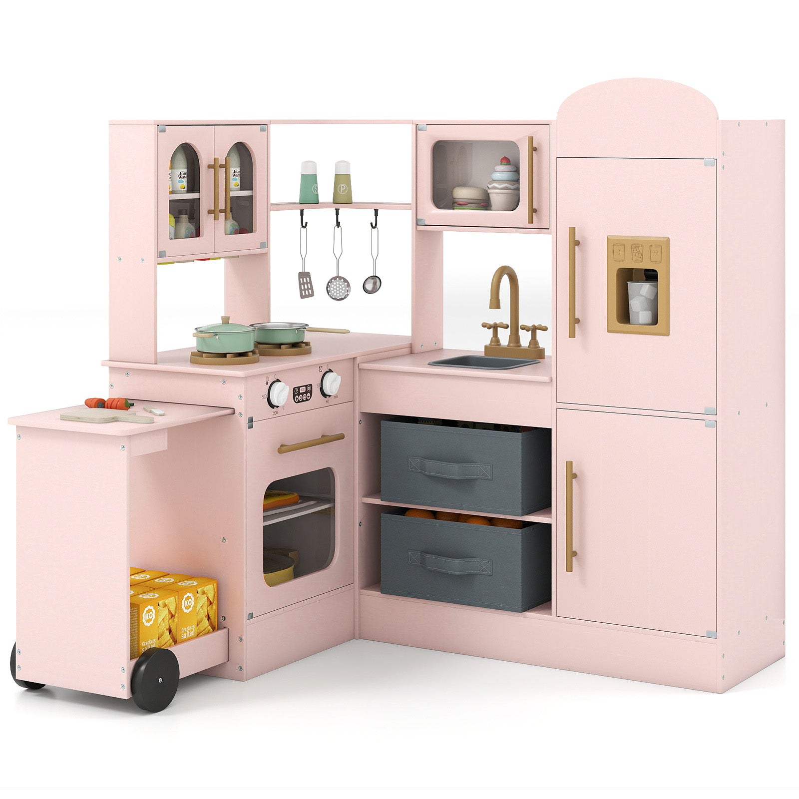 Corner Kitchen with Lights and Sounds for Kids Ages 3+, Pink Play Kitchen Sets at Gallery Canada
