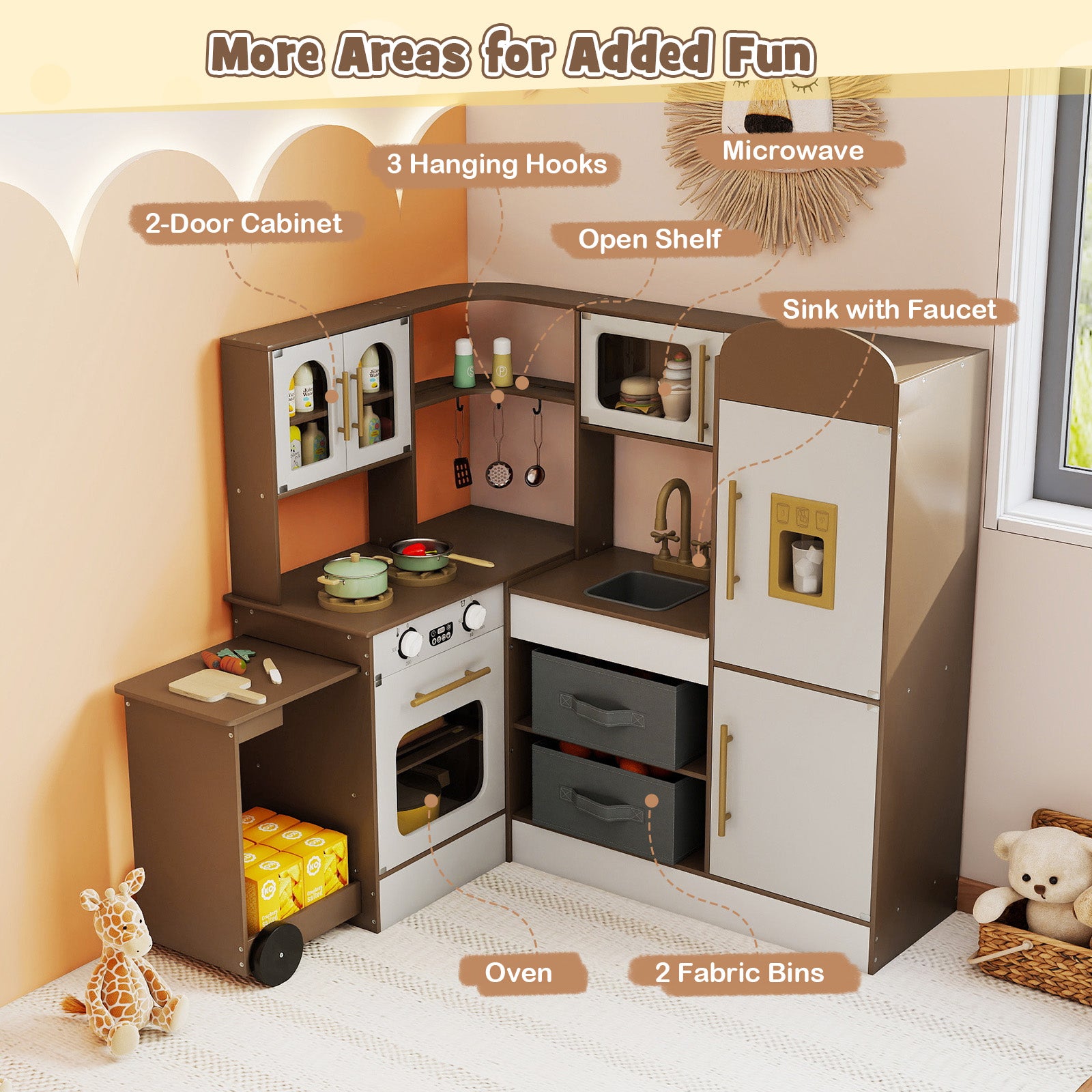 Corner Kitchen With Lights And Sounds, Coffee, Ages 3+ Play Kitchen Sets at Gallery Canada
