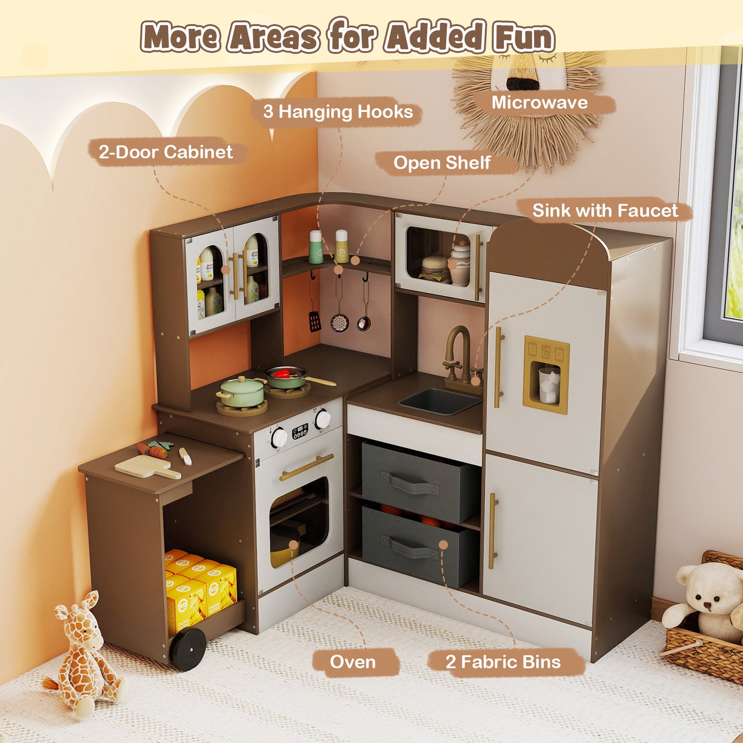 Corner Kitchen With Lights And Sounds, Coffee, Ages 3+ Play Kitchen Sets at Gallery Canada