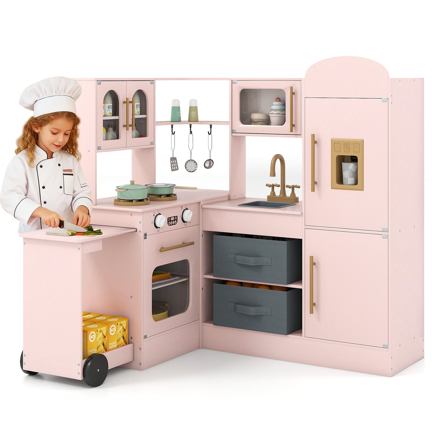 Kids Corner Kitchen With Lights And Sounds, Ages 3+, Pink Play Kitchen Sets Pink at Gallery Canada