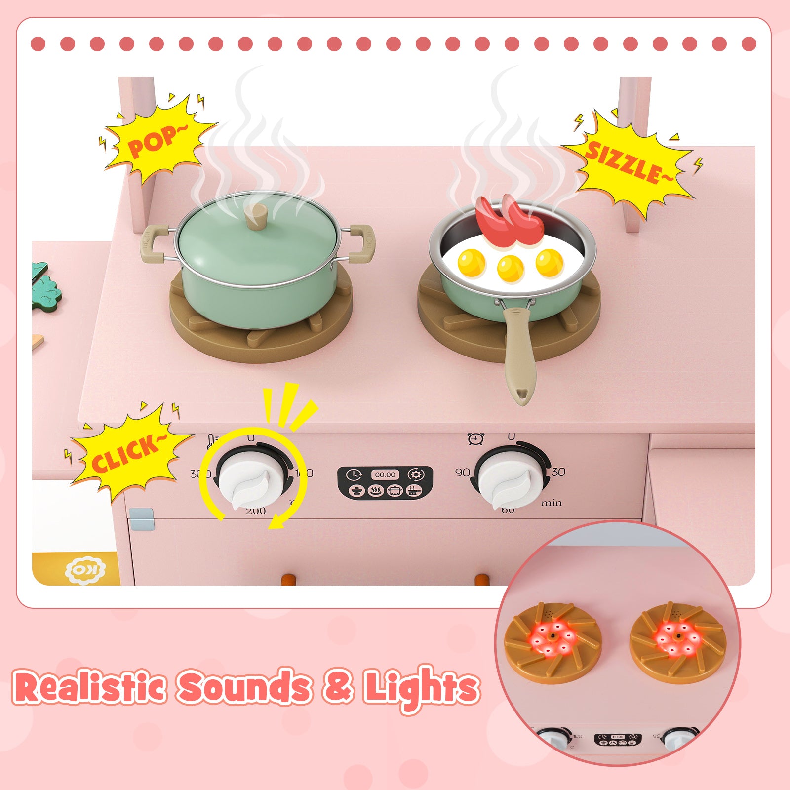 Kids Corner Kitchen With Lights And Sounds, Ages 3+, Pink Play Kitchen Sets at Gallery Canada
