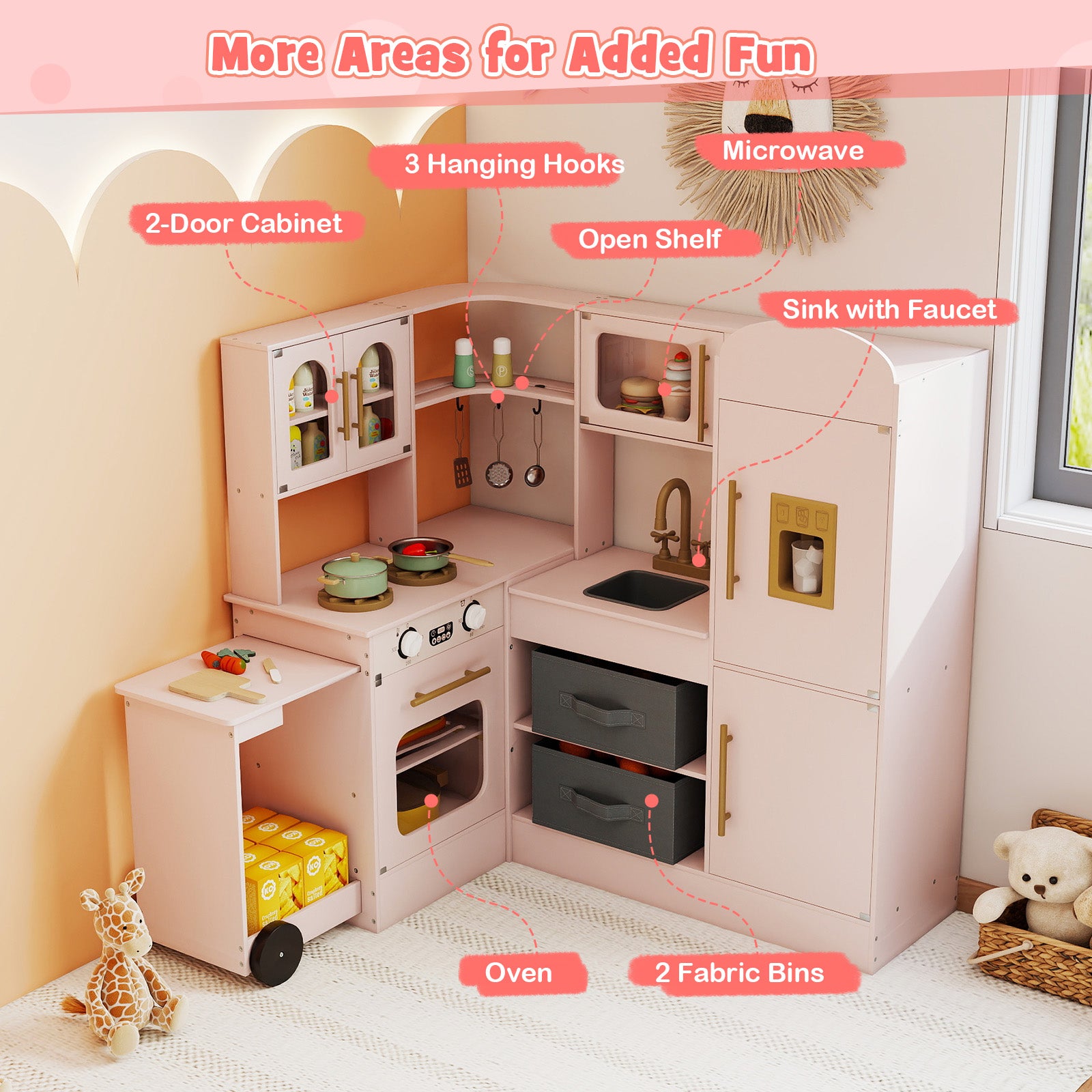 Kids Corner Kitchen With Lights And Sounds, Ages 3+, Pink Play Kitchen Sets at Gallery Canada