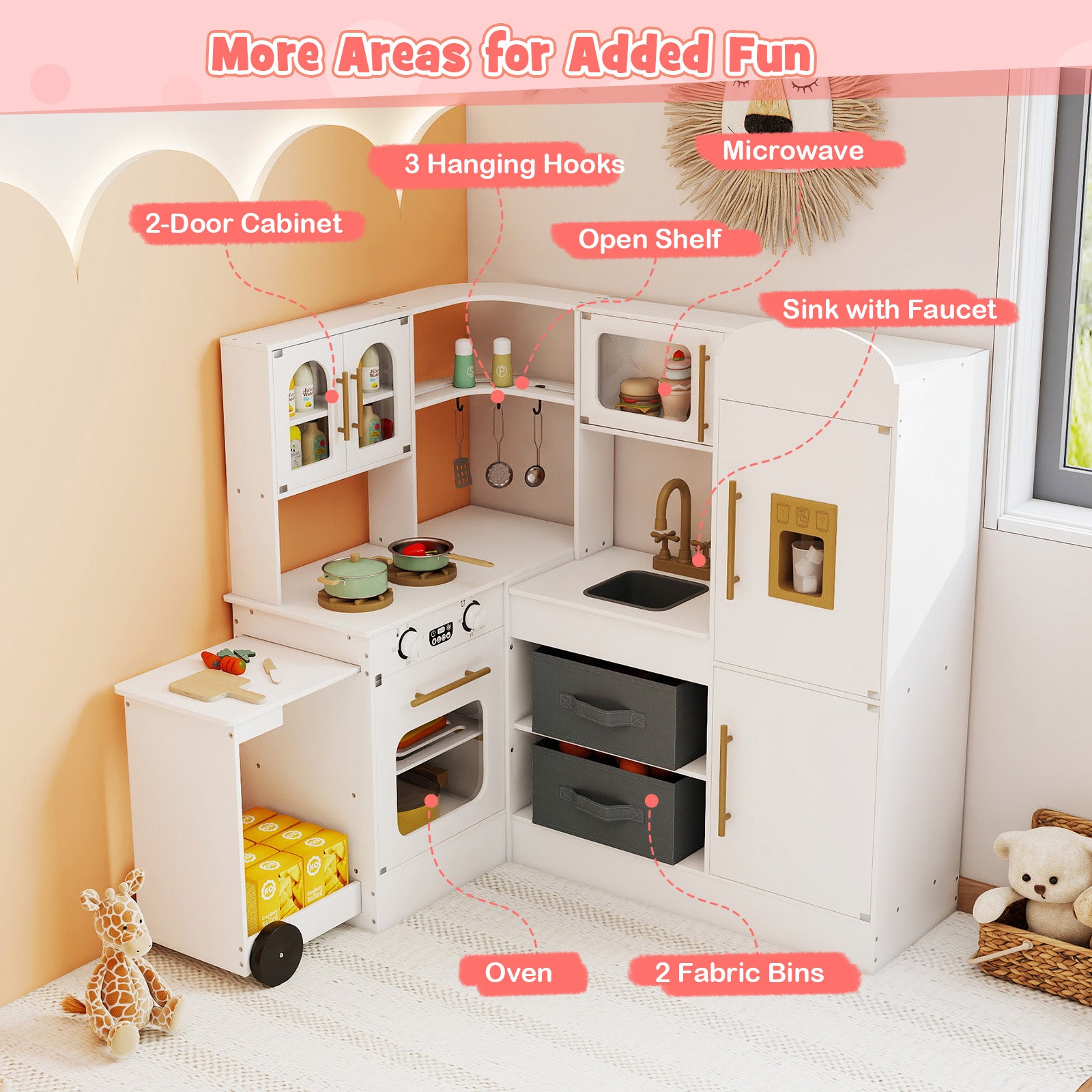 Kids Corner Kitchen With Lights And Sounds, White Play Kitchen Sets at Gallery Canada