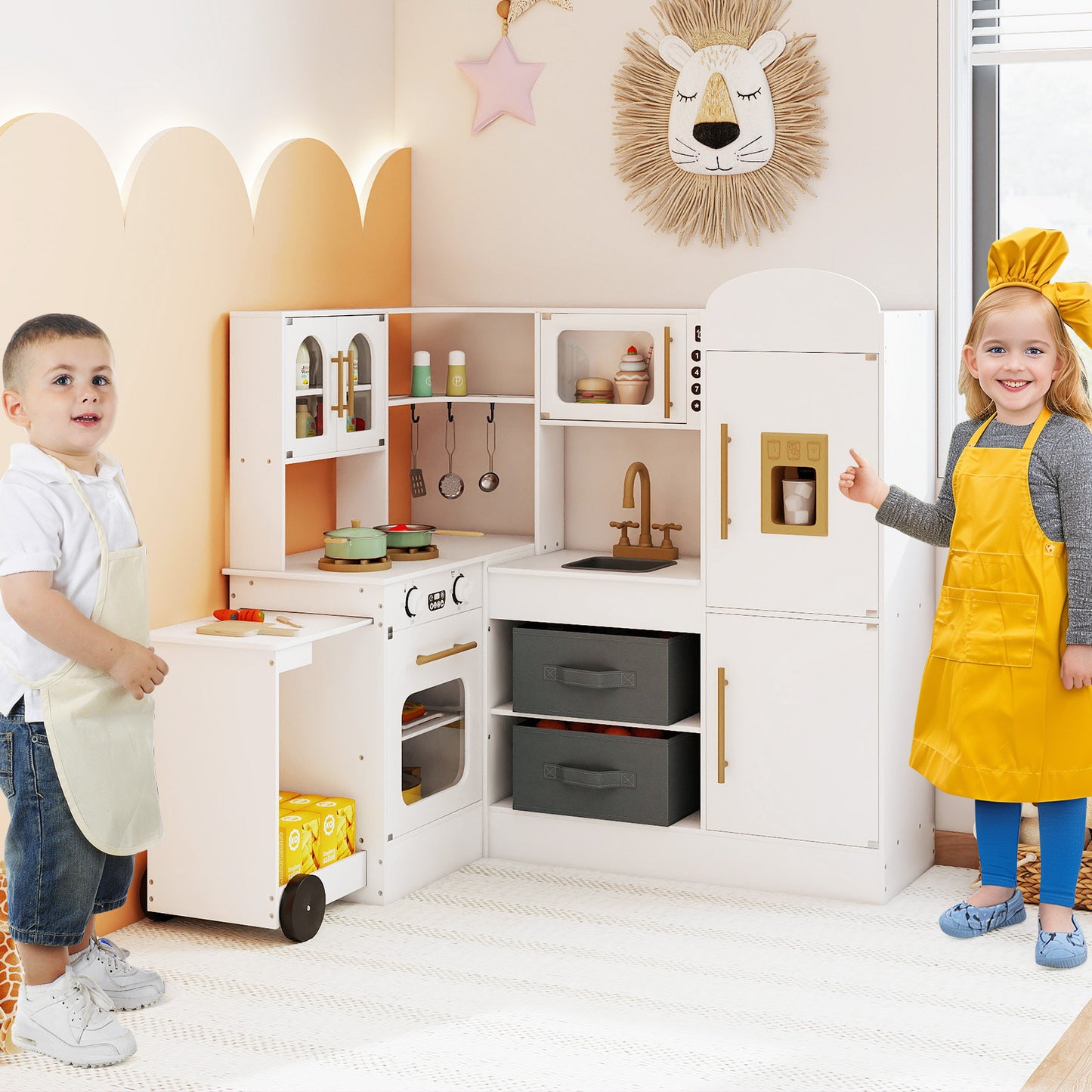 Kids Corner Kitchen With Lights And Sounds, White Play Kitchen Sets at Gallery Canada