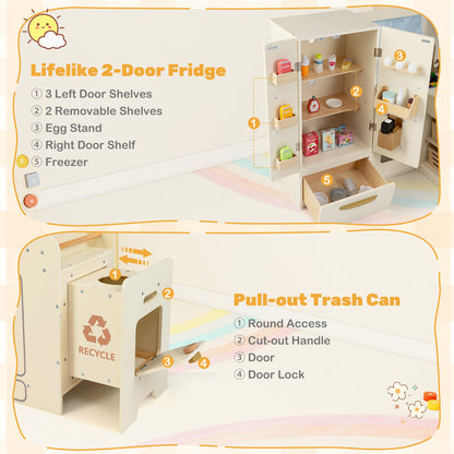 Corner Play Kitchen with Lights and Sounds for Ages 3+, Beige Play Kitchen Sets at Gallery Canada