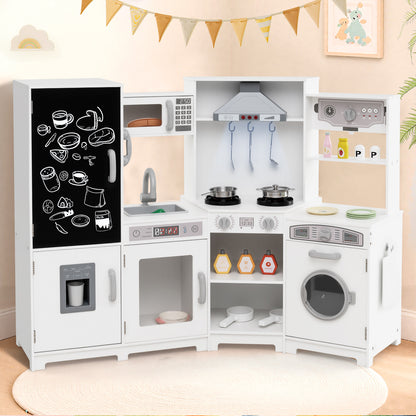 Corner Wooden Play Kitchen with Lights and Sounds Large Pretend Play Kitchen Set, White Play Kitchen Sets at Gallery Canada