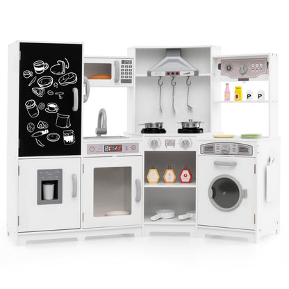 Corner Wooden Play Kitchen With Lights, Sounds, Large, White Play Kitchen Sets White at Gallery Canada