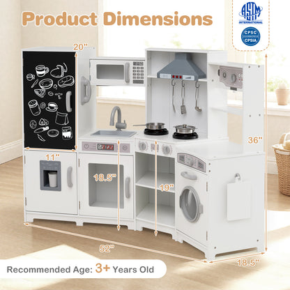 Corner Wooden Play Kitchen with Lights and Sounds Large Pretend Play Kitchen Set, White Play Kitchen Sets at Gallery Canada