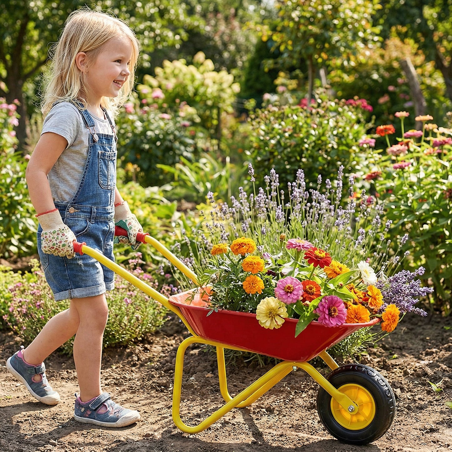 Kids Wheelbarrow With All-Terrain Wheels, Red