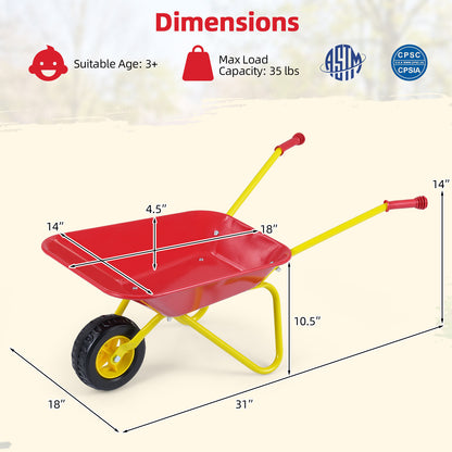Kids Wheelbarrow With All-Terrain Wheels, Red