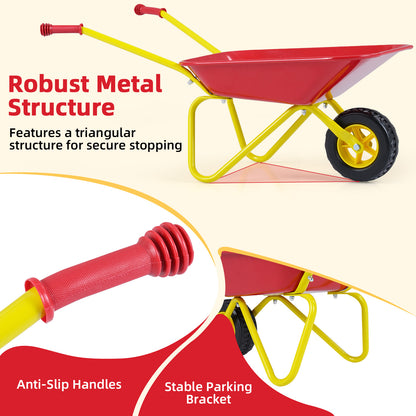 Kids Wheelbarrow With All-Terrain Wheels, Red