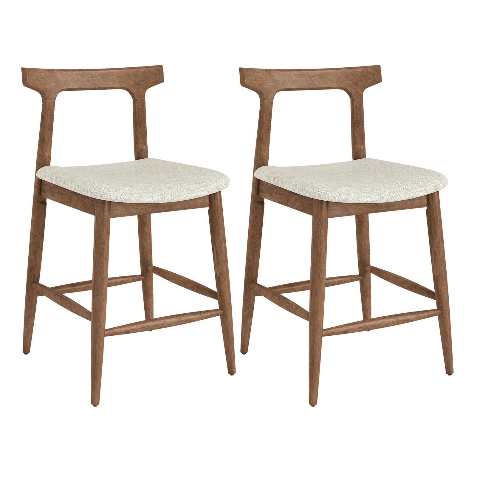 24 Inch Solid Wood Bar Stools, Curved Back Kitchen Island Chairs, Walnut Bar Stools Walnut at Gallery Canada