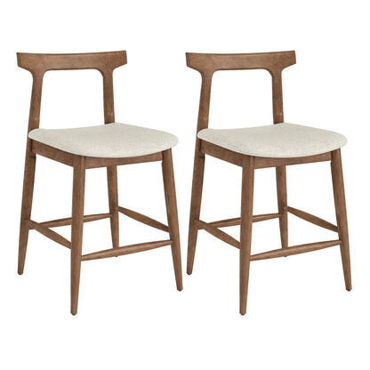 24 Inch Solid Wood Bar Stools, Curved Back Kitchen Island Chairs, Walnut Bar Stools Walnut at Gallery Canada