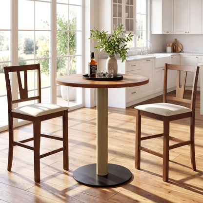 Counter Height Bar Stools with Contoured V-Back-Set of 2, Walnut Bar Stools at Gallery Canada
