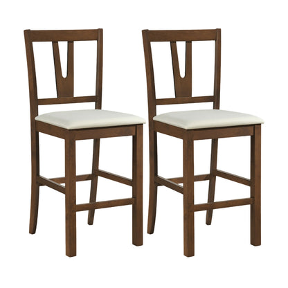 Counter Height Bar Stools with Contoured V-Back-Set of 2, Walnut Bar Stools Walnut at Gallery Canada