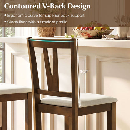 Counter Height Bar Stools with Contoured V-Back-Set of 2, Walnut Bar Stools at Gallery Canada